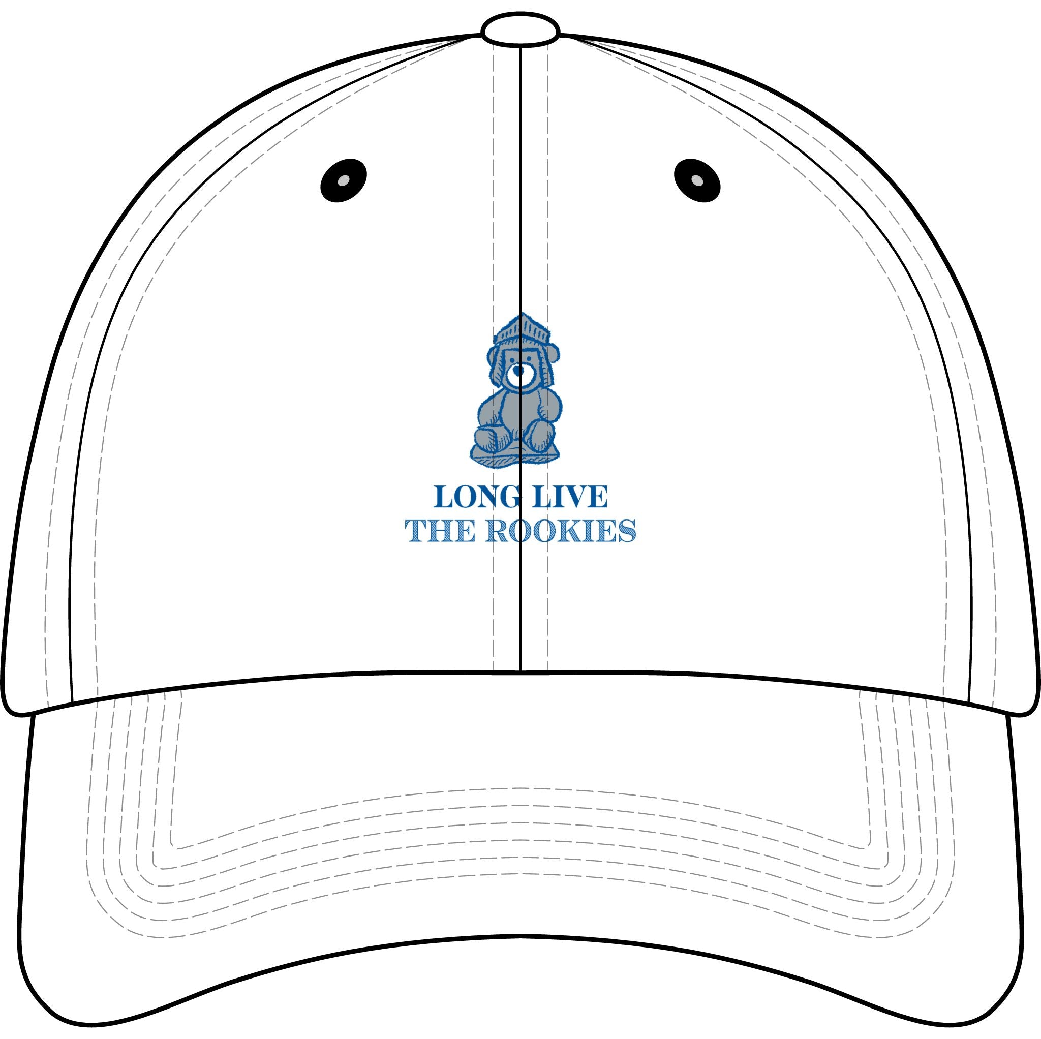 Youth Baseball Cap — Embroidered Teddy Bear Front & “Long Live The Rookies” Back